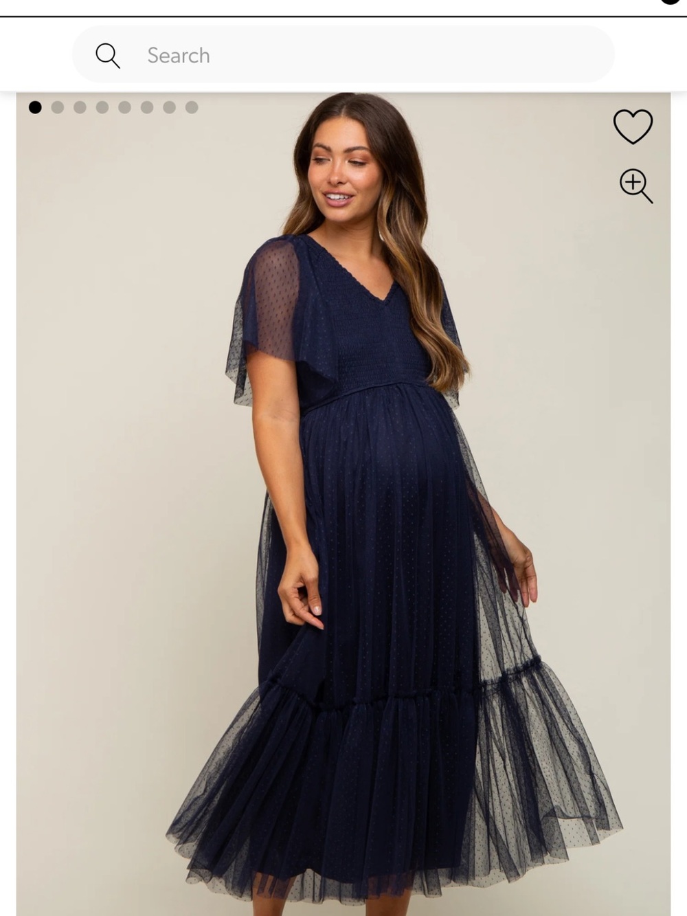 Pinkblush Navy Midi Tulle Dress with Flutter Sleeves